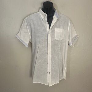 Original Weatherproof Linen Blend Contrast Short Sleeve Shirt Large Gently worn
